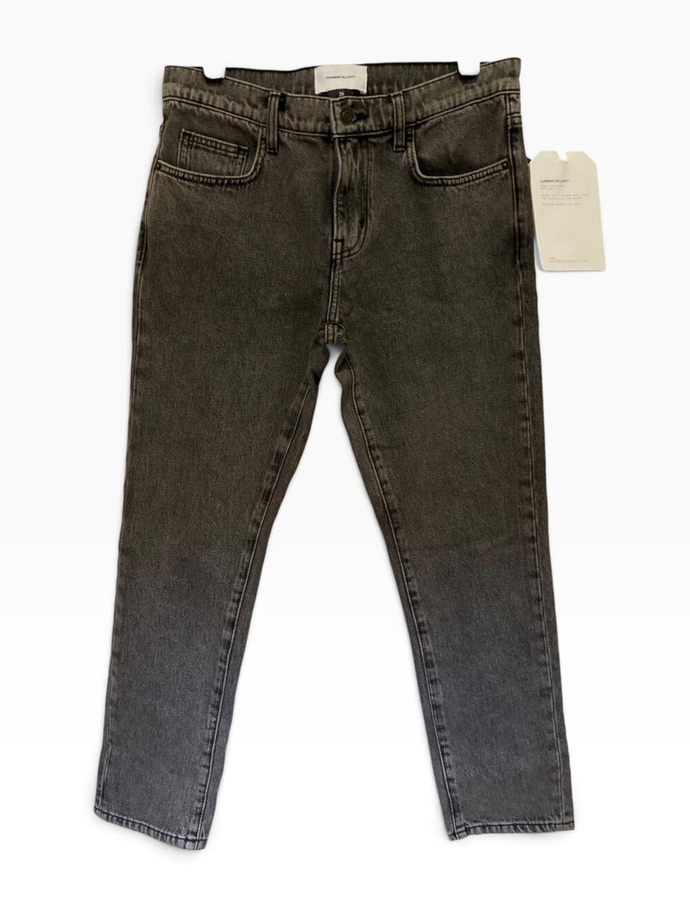 NWT Current/Elliott the Fling Slim Boyfriend Jeans Sz 26 Washed Black Cotton